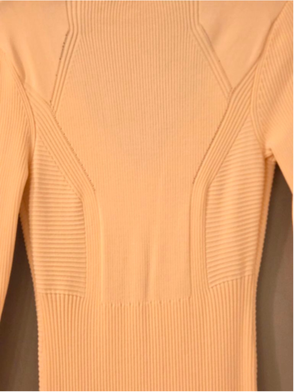 Women's ZARA Long Sleeve Ribbed Knit Midi Dress in Beige, Size L - Picture 9 of 12